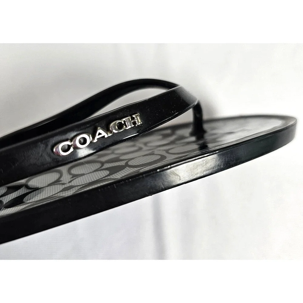 Coach Lyra Women's 7B Black Jelly Embellished Signature Logo Flip Flops Sandals - Picture 5 of 10
